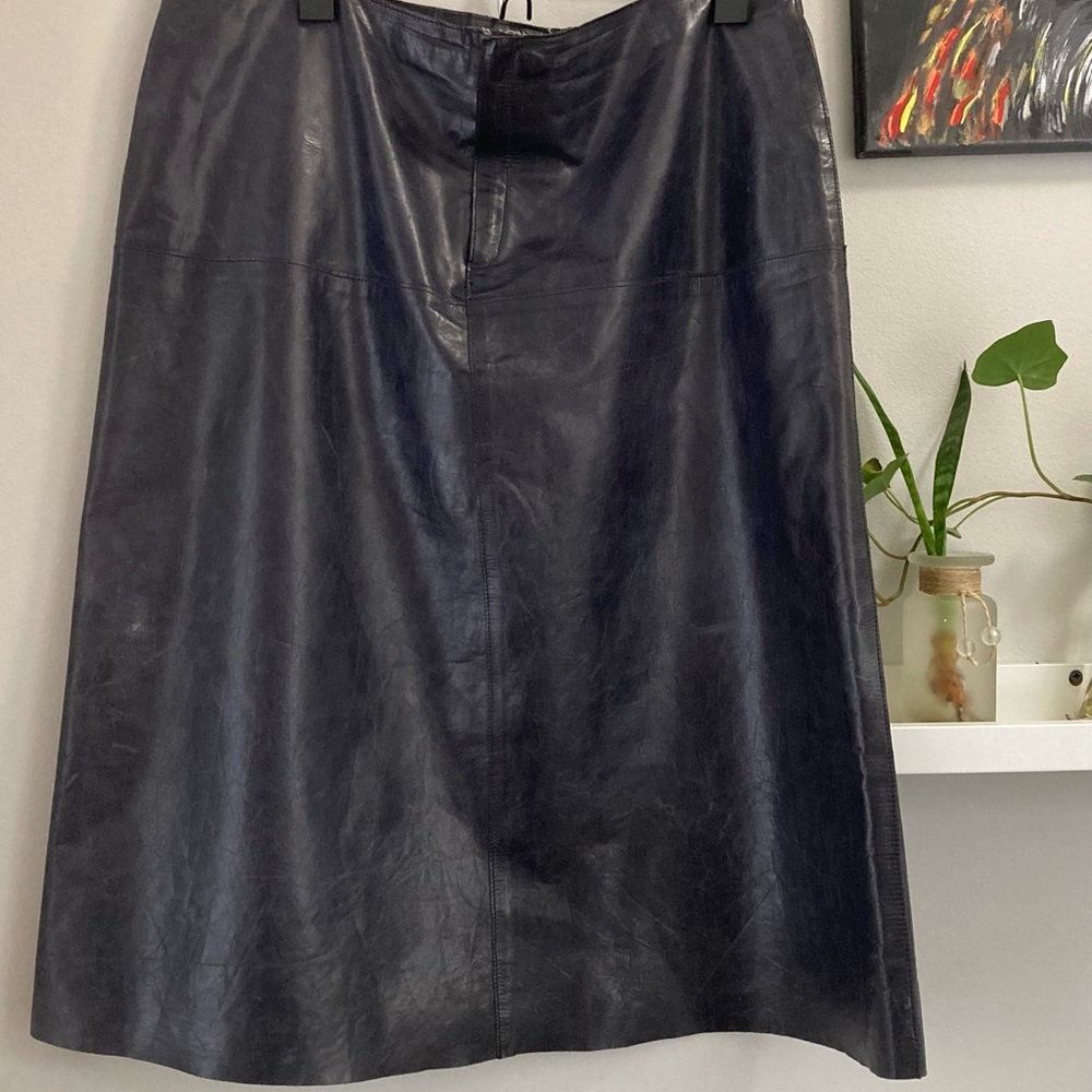 Banana Republic Charcoal Grey Leather A Line Skirt